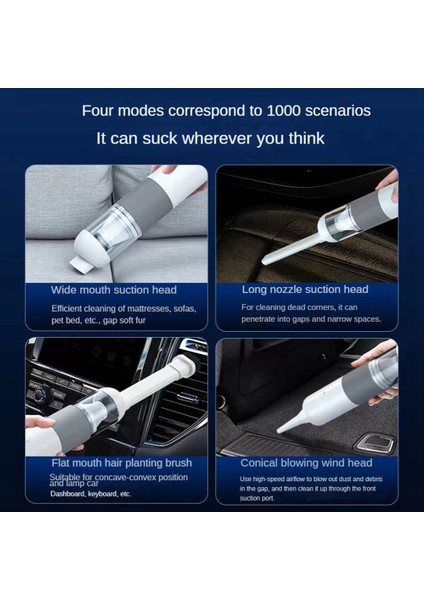 Araba Elektrikli Süpürge Taşınabilir Elektrikli El Süpürgesi Mini Araba Kablosuz Toz Toplayıcı Siklon Emme (Beyaz Kırmızı) (Yurt Dışından) fiyatları