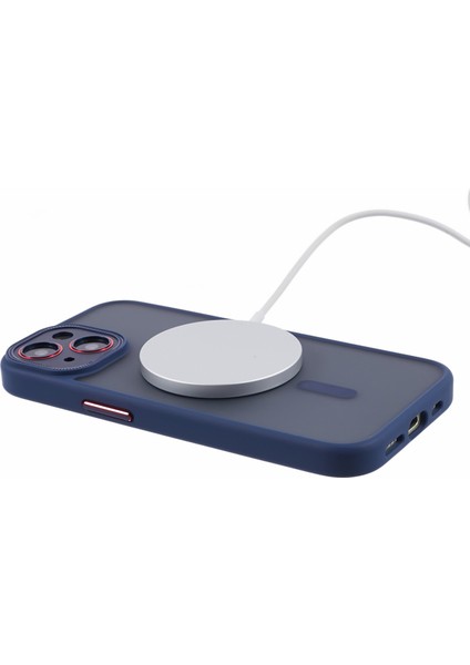 Mat Tpu+Pc Kılıfı iPhone15 Plus Için Plus Kılıf Magsafe Slim Telefon Kapak Sapfire ile Uyumlu (Yurt Dışından)