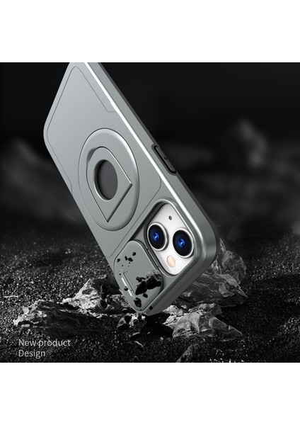 iPhone15 Manyetik Kılıf Kamera Koruma Telefon Kapağı Anti Drop Anti-Drop Ring Kickstand-Grey (Yurt Dışından) modelleri