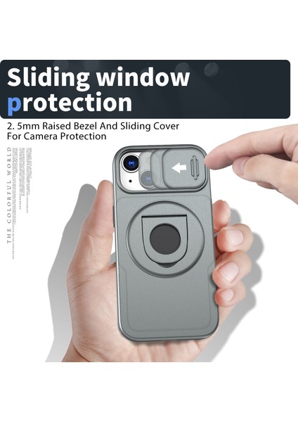 iPhone15 Manyetik Kılıf Kamera Koruma Telefon Kapağı Anti Drop Anti-Drop Ring Kickstand-Grey (Yurt Dışından) indirimleri