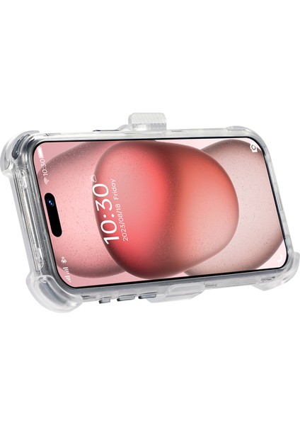 iPhone15 Pro Cep Telefonu Kılıf Anti-Çizgi Slayt Kemeri Kuşağı Kickstand Sırt Kabuk-Şeffaf Safir (Yurt Dışından) fırsatları
