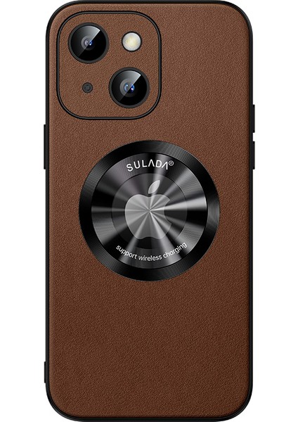 iPhone15 Plus Cowhide Doku Pu Deri+Tpu Kasası Magsafe-Brown ile Uyumlu Anti-Drop Telefon Kapağı (Yurt Dışından)