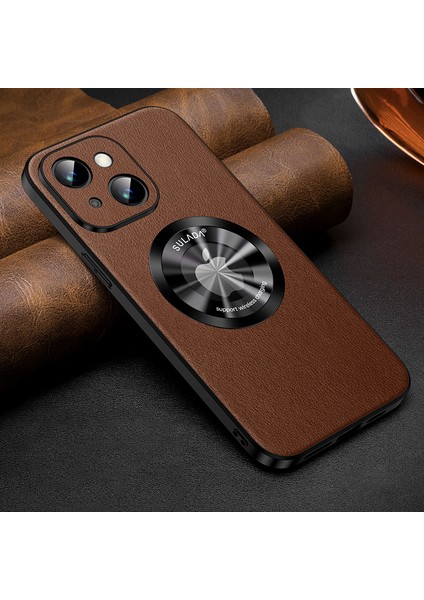 iPhone15 Plus Cowhide Doku Pu Deri+Tpu Kasası Magsafe-Brown ile Uyumlu Anti-Drop Telefon Kapağı (Yurt Dışından) fiyatları