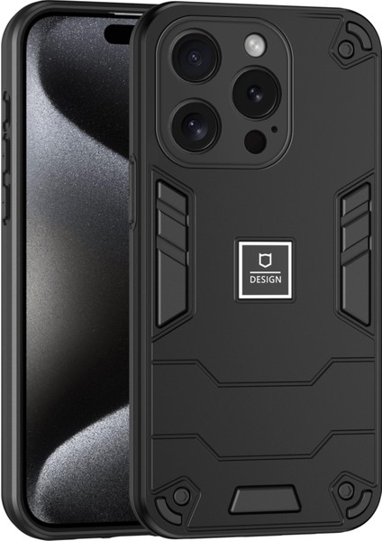 iPhone15 Pro Telefon Kılıfı Çift Katman Şok Geçirmez Koruma Kapağı Black (Yurt Dışından)