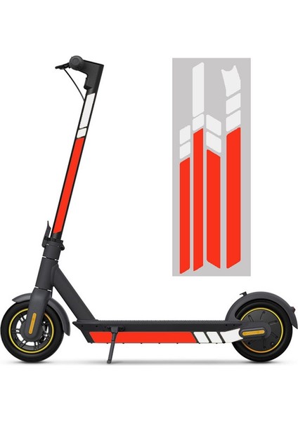 Ninebot Max G30 Kickscooter Katlanabilir Çıkartmalar Için Su Geçirmez Pvc Yansıtıcı Çıkartmalar (Beyaz Beyaz Kırmızı) (Yurt Dışından)