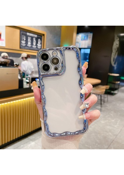 iPhone15 Pro Max Şeffaf Geri Kılıf Tpu Elektraptaşlama Telefon Kapak Mavisi (Yurt Dışından)