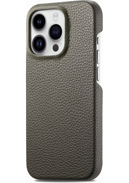 iPhone15 Pro Max Max Doğu Pu Deri Kapalı Pc Telefon Kapak Silver Gri (Yurt Dışından)