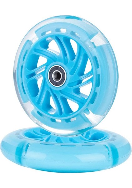 Çift 120MM Çocuk Scooter'ı LED Işıkları Yanıp Sönen Tekerlekler Rulmanlar ile Ön/arka LED Yanıp Sönen Scooter Tekerlekleri, Mavi (Yurt Dışından) modelleri