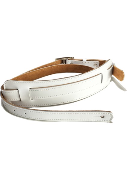 Dayanıklı Deri ve Metal Toka Elektro Gitar Askısı Kemer Omuz Pedi Ayarlanabilir Vintage Gitar Askıları-Beyaz Renk (Yurt Dışından)