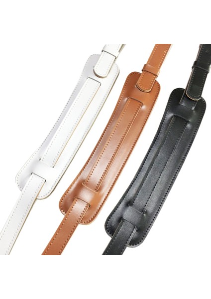 Dayanıklı Deri ve Metal Toka Elektro Gitar Askısı Kemer Omuz Pedi Ayarlanabilir Vintage Gitar Askıları-Beyaz Renk (Yurt Dışından) modelleri