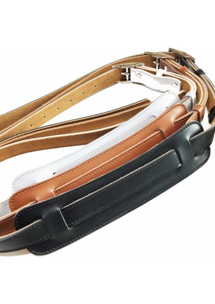 Dayanıklı Deri ve Metal Toka Elektro Gitar Askısı Kemer Omuz Pedi Ayarlanabilir Vintage Gitar Askıları-Beyaz Renk (Yurt Dışından) indirimleri