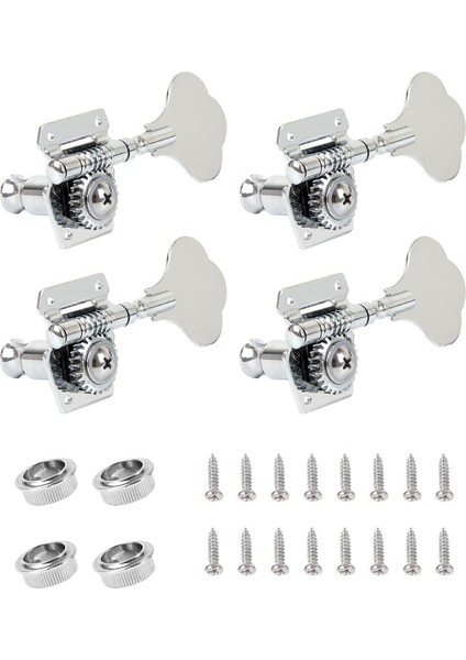 Adet Gitar Tuning Pegs Elektrik Bas Tuner Peg Gitar Açık Dişli Tuning Pegs Makine Kafaları Çamurluk Caz Bas Gitar Gümüş (Yurt Dışından)