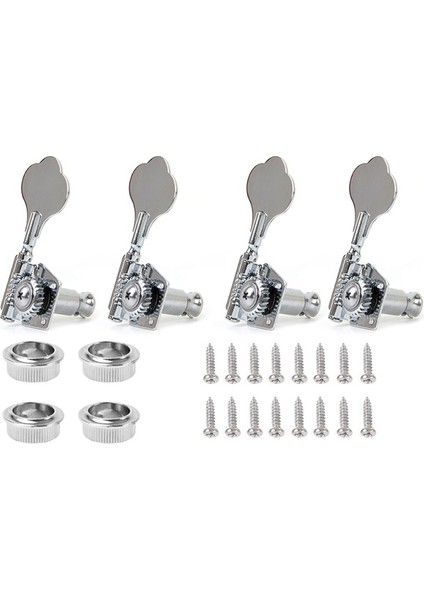 Adet Gitar Tuning Pegs Elektrik Bas Tuner Peg Gitar Açık Dişli Tuning Pegs Makine Kafaları Çamurluk Caz Bas Gitar Gümüş (Yurt Dışından)