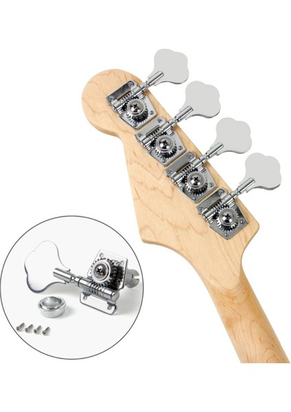 Adet Gitar Tuning Pegs Elektrik Bas Tuner Peg Gitar Açık Dişli Tuning Pegs Makine Kafaları Çamurluk Caz Bas Gitar Gümüş (Yurt Dışından)