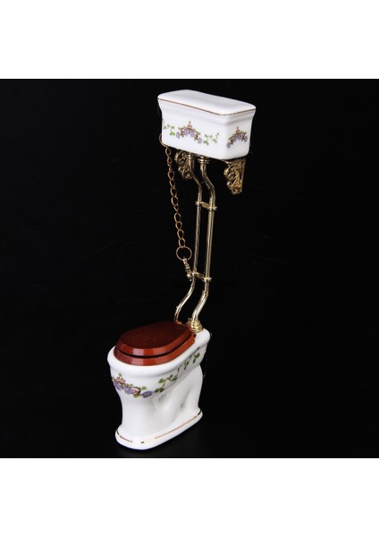 Vintage Viktorya Tarzı Banyo Porselen Tuvalet Bebek Evi Minyatür Beyaz + Altın (Yurt Dışından) fiyatları