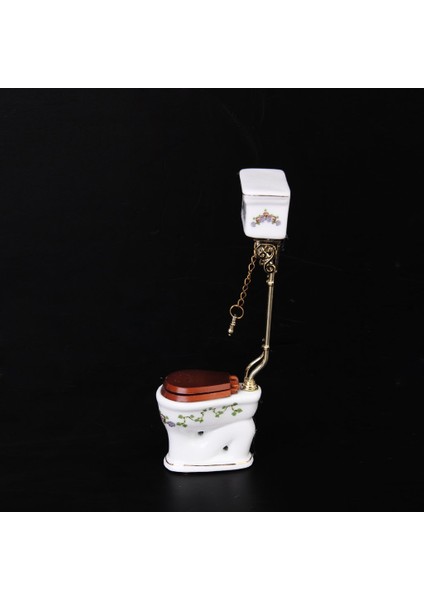 Vintage Viktorya Tarzı Banyo Porselen Tuvalet Bebek Evi Minyatür Beyaz + Altın (Yurt Dışından) modelleri