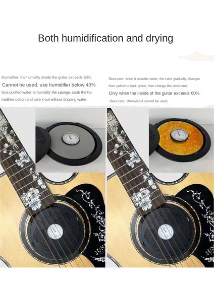 Akustik Gitar Ses Deliği Nemlendirici Gitar Nem Regülatörü Gitar Nem Alma Cihazı Siyah (Yurt Dışından)