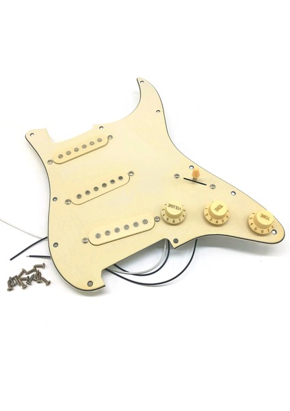 Elektro Gitar Pickguard Manyetikler Yüklü Önceden Kablolanmış Çizik Plaka Düzeneği Sss Sarı (Yurt Dışından)