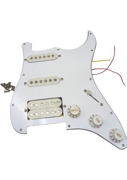 Elektro Gitar Pickguard Manyetikler Yüklü Önceden Kablolanmış Scratchplate Düzeneği 11 Delik Ssh Beyaz (Yurt Dışından)