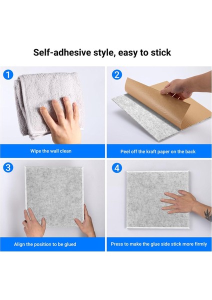 Duvarlar Için 10 Paket Ses Geçirmez Paneller, Kendinden Yapışkanlı Akustik Paneller 12X12X0.4IN Kayıt Stüdyosu, Ofis, Ev, A (Yurt Dışından) indirimleri