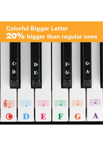 Renkli Piyano Klavye Çıkartmalar 88/61/54/49/37 Anahtar Çok Renkli, Çıkarılabilir Mektup Piyano Çıkartmalar Çocuk Öğrenme Piyano Için (Yurt Dışından) modelleri