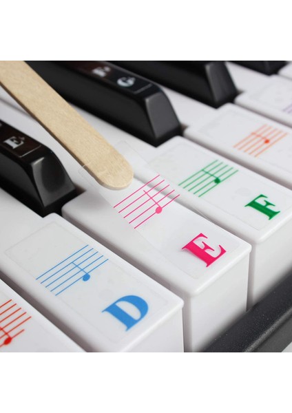 Renkli Piyano Klavye Çıkartmalar 88/61/54/49/37 Anahtar Çok Renkli, Çıkarılabilir Mektup Piyano Çıkartmalar Çocuk Öğrenme Piyano Için (Yurt Dışından) fırsatları