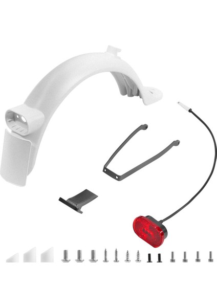 Xiaomi M365 Pro2 1s Mı3 Elektrikli Scooter Arka Çamurluk Seti Braketi Arka Lambası Aksesuarları, Beyaz (Yurt Dışından)