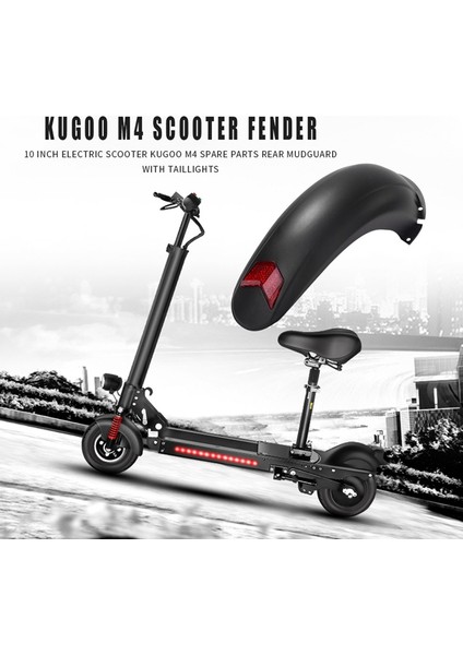 Kugoo M4 Için Arka Lambalı 10 Inç Elektrikli Scooter Arka Çamurluk Koruması (Yurt Dışından)