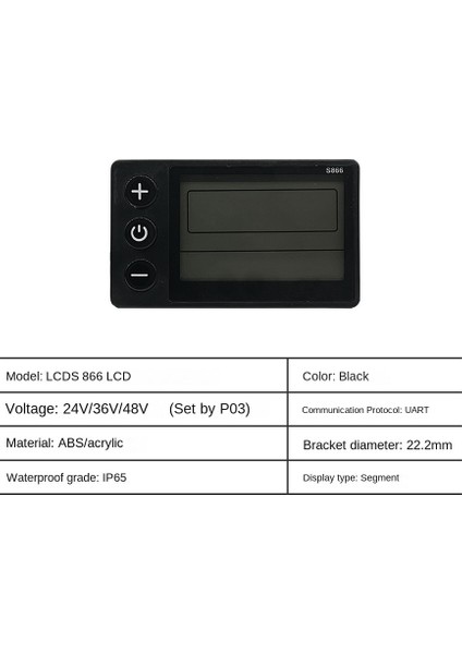 LCD-S866 Elektrikli Bisiklet LCD Ekran Ölçer 24V 36V 48V E-Bisiklet Kontrol Paneli Su Geçirmez Fiş ile Ebike Modifikasyonu (Yurt Dışından)