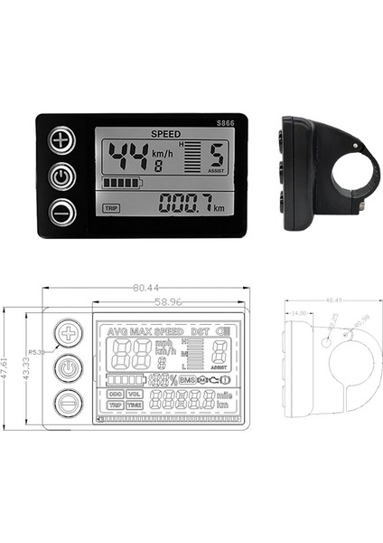 LCD-S866 Elektrikli Bisiklet LCD Ekran Ölçer 24V 36V 48V E-Bisiklet Kontrol Paneli Su Geçirmez Fiş ile Ebike Modifikasyonu (Yurt Dışından)