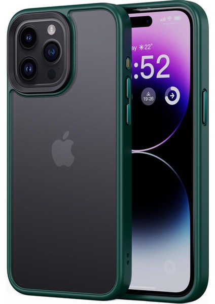 iPhone15 Pro Cep Telefon Kılıfları Için Alüminyum Alaşım Kamera Çerçevesi Tpu+Pc Kapak-Blackish Yeşil (Yurt Dışından)