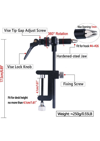 Dönebilen Sinek Bağlama Mengene Araçları C-Kelepçe Bağlama Mengenesi Çelik Sertleştirilmiş Çene Dönen Kanca Araçları Bağlama Ipliği Bobin Tutucu (Yurt Dışından) modelleri
