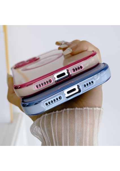 iPhone15 Pro Max Için Elektrokaplama Gül Çiçek Telefon Kılıfı Tpu Kapağı Magsafe-Pink ile Uyumlu (Yurt Dışından) indirimleri