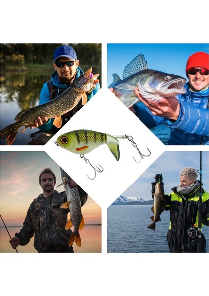 3pcs Bas Whoper Plopper Lures, Yüzen Döner Kuyruklu Plopping Minnow, Dikenli Tiz Kancalı Levrek Balıkçılığı (Yurt Dışından)