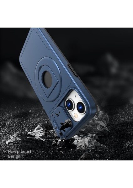 iPhone15 Manyetik Kılıf Kamera Koruma Telefon Kapağı Anti Drop Yüzük Kickstand-Blue Için (Yurt Dışından) modelleri