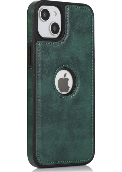 iPhone15 Plus Case Kazaya Dirençli Pu Deri+Tpu Düz Renkli Cep Telefonu Kapak Yeşili (Yurt Dışından)