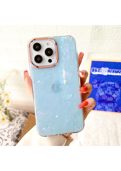iPhone15 Prof Fall Koruma Tpu+Pc Telefon Kapağı Imd Kabuk Deseni Geri Koruyucu Case-Baby Blue (Yurt Dışından)