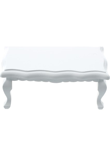 1/12 Dollhouse Minyatür Mobilya Dalga Kenarlı Ahşap Sehpa/sehpa - Beyaz (Yurt Dışından)