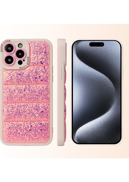 iPhone15 Pro Max Glitter Bling Telefon Kılıfı Aşağı Ceket Anti-Çizelge Kapak Pembe (Yurt Dışından) indirimleri