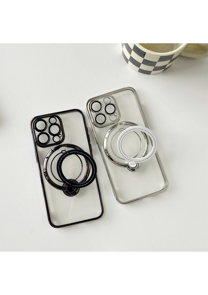 iPhone15 Pro Case Anti-Drop Pc+Tpu Ring Kickstand Telefon Kapağı Magsafe-Mavi ile Uyumlu (Yurt Dışından)