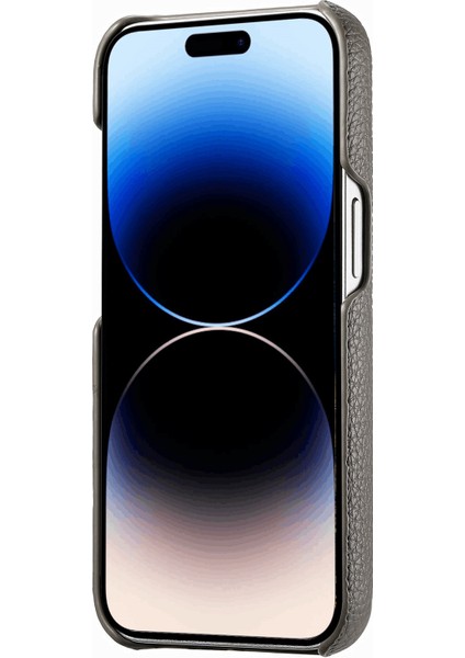 iPhone15 Pro Fingerprint Sold Renk Litchi Doku Pu Deri Kaplamalı Pc Telefon Kapak Silver Gri (Yurt Dışından) modelleri