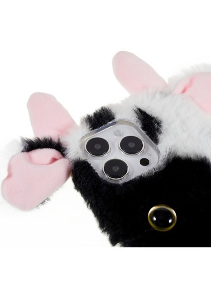 iPhone15 Pro Max Pax Peluş Telefon Kılıfı Süt Inek Kulağı Yumuşak Tpu Kış Sıcak Kapak Black (Yurt Dışından) fırsatları