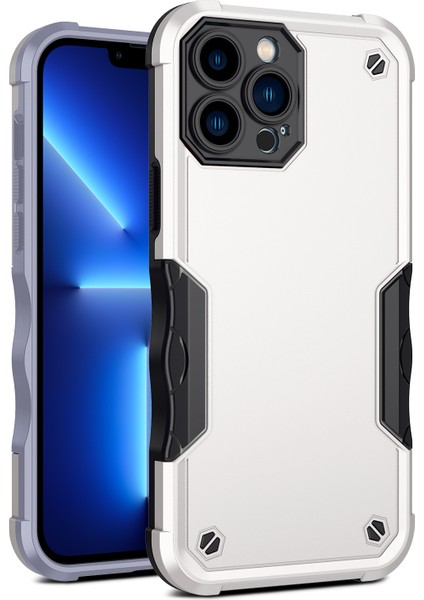 iPhone15 Pro Slip Olmayan Şeritler Için Cep Telefonu Kapağı Damla Koruma Pc+Tpu Geri Kılıf Beyaz (Yurt Dışından)