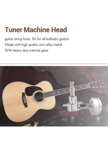 6 Parça Gümüş Akustik Gitar Makine Kafaları Topuzlar Gitar Tel Tuning Peg Tuner (Sol Için 3 + Sağ Için 3) (Yurt Dışından)