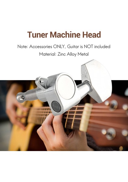 6 Parça Gümüş Akustik Gitar Makine Kafaları Topuzlar Gitar Tel Tuning Peg Tuner (Sol Için 3 + Sağ Için 3) (Yurt Dışından)