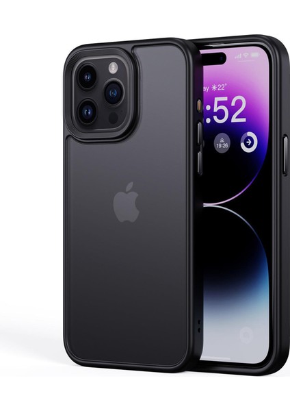 iPhone15 Pro Cep Telefon Kılıfları Için Alüminyum Alaşım Kamera Çerçevesi Tpu+Pc Kapak Black (Yurt Dışından)