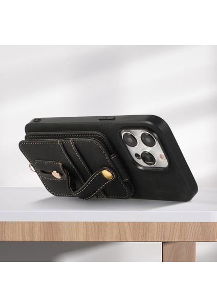 iPhone15 Pro Case Deri Kaplamalı Tpu Telefon Kapağı Dikey Flip Kart Çanta Black ile (Yurt Dışından) modelleri