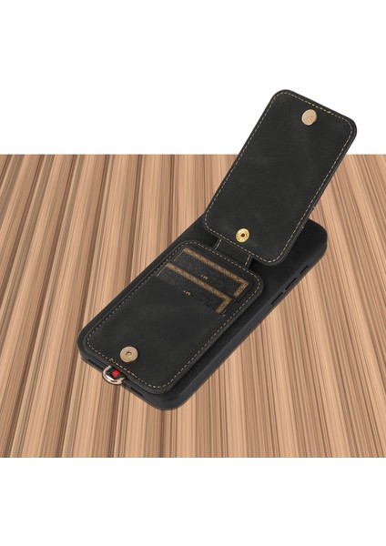 iPhone15 Pro Case Deri Kaplamalı Tpu Telefon Kapağı Dikey Flip Kart Çanta Black ile (Yurt Dışından) indirimleri