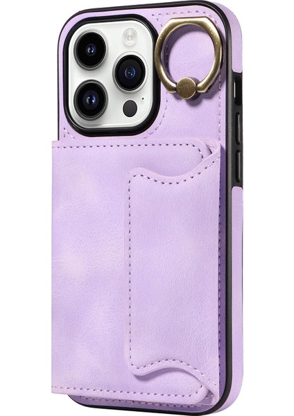 iPhone15 Pro Max Cilt Touch Pu Deri+Tpu Kapak Telefon Kılıfı Tutucu Kickstand Telefon Kabuk-Doğum (Yurt Dışından)