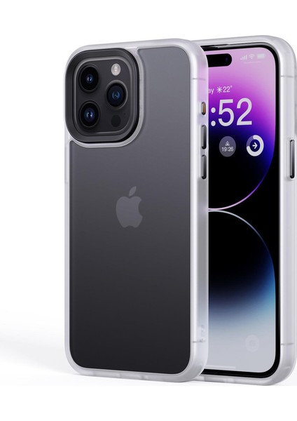 iPhone15 Pro Cep Telefon Kılıfları Için Alüminyum Alaşım Kamera Çerçevesi Tpu+Pc Kapak Matte Beyaz (Yurt Dışından)